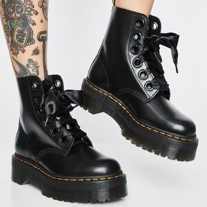 Dr. Martens Black Molly Platform Boots - Women’s Size 8